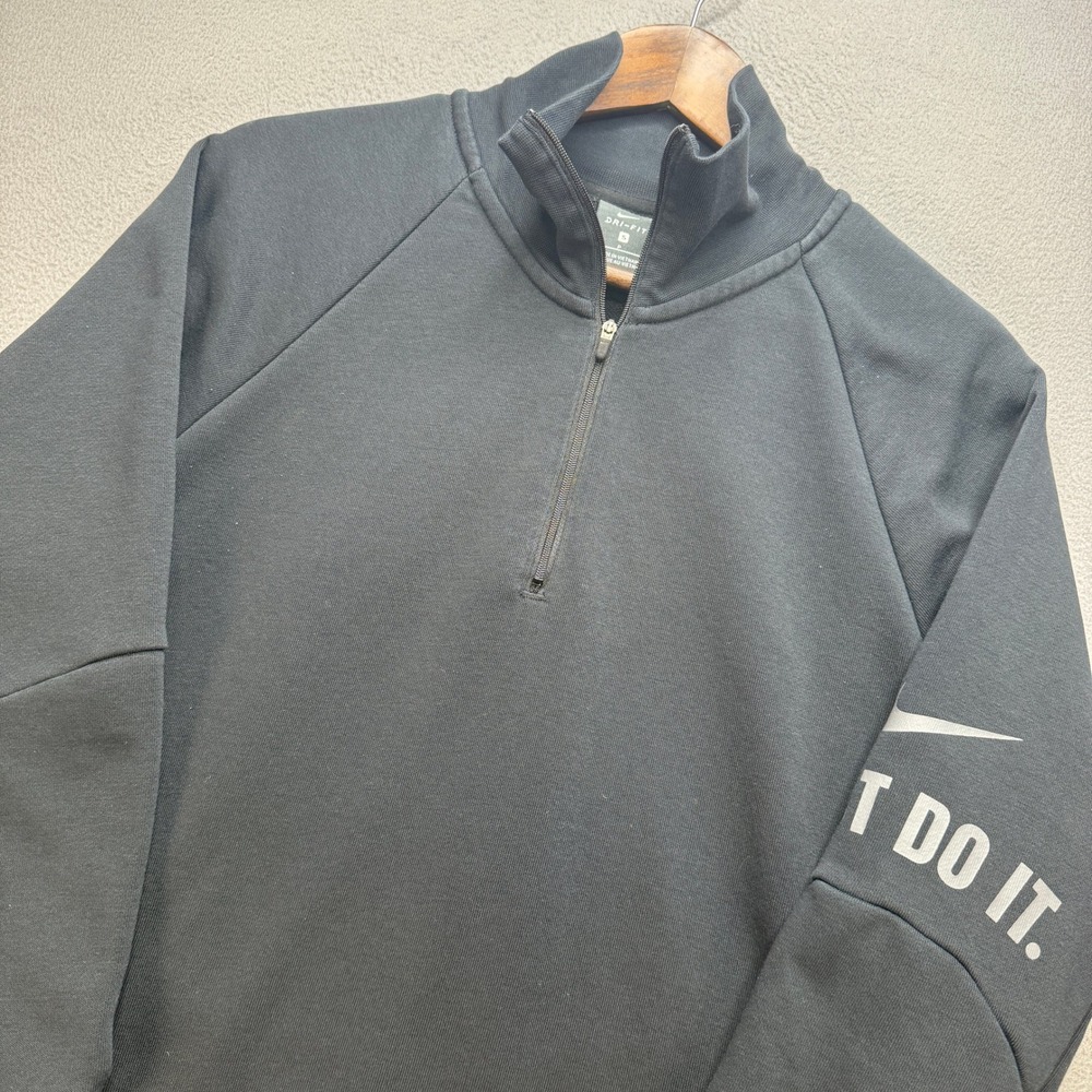 Nike Dri-Fit Quarter Zip Pullover Women Small Black Cotton Blend Training Top
